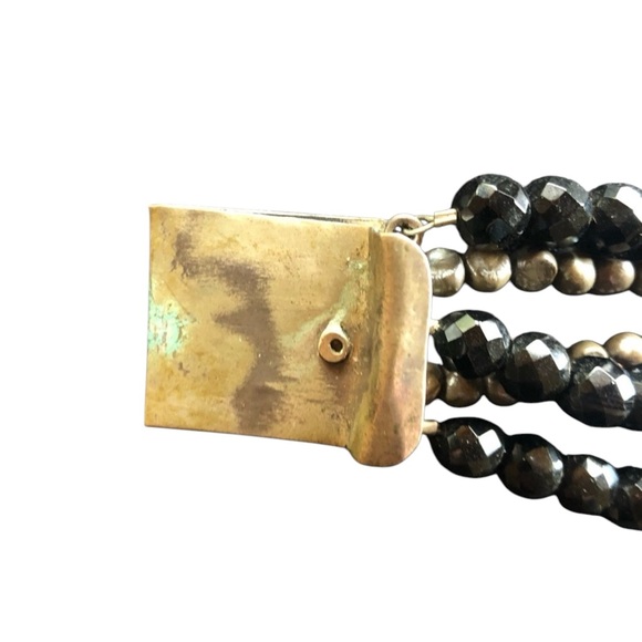 Vintage Dragonfly Button Bracelet set in S925 with Black Onyx and Pearls - Picture 6 of 14